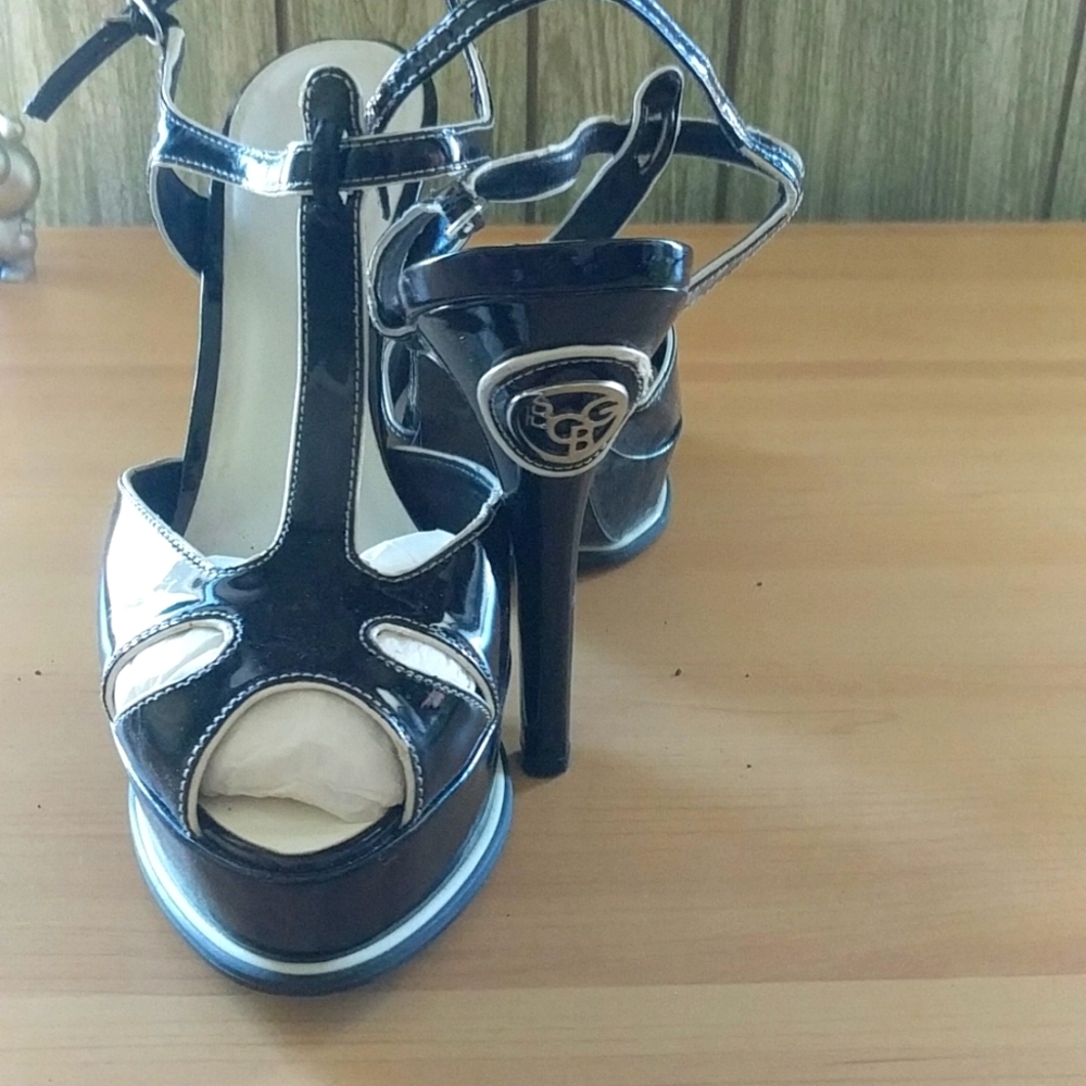 Black and white bcbc girls high heel open toe front platform sandal